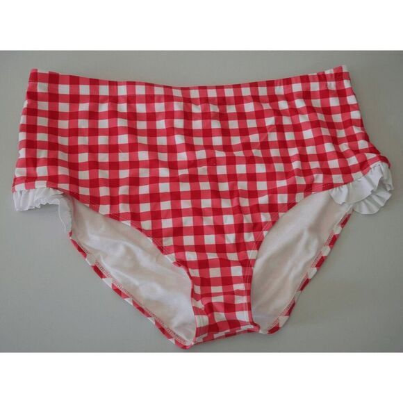 Coral Reef Women's retro red & white gingham ruffle swim bottom XXL (18/20) - Picture 4 of 7